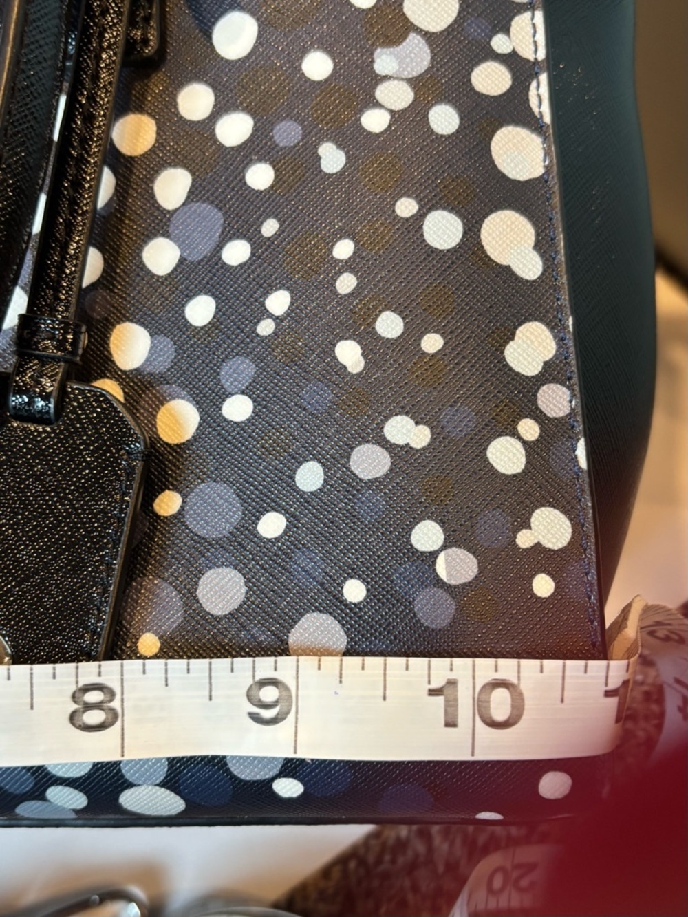 KATE SPADE Cameron “Soirée”Black Dot Print Saffiano Leather Tote - Picture 5 of 7